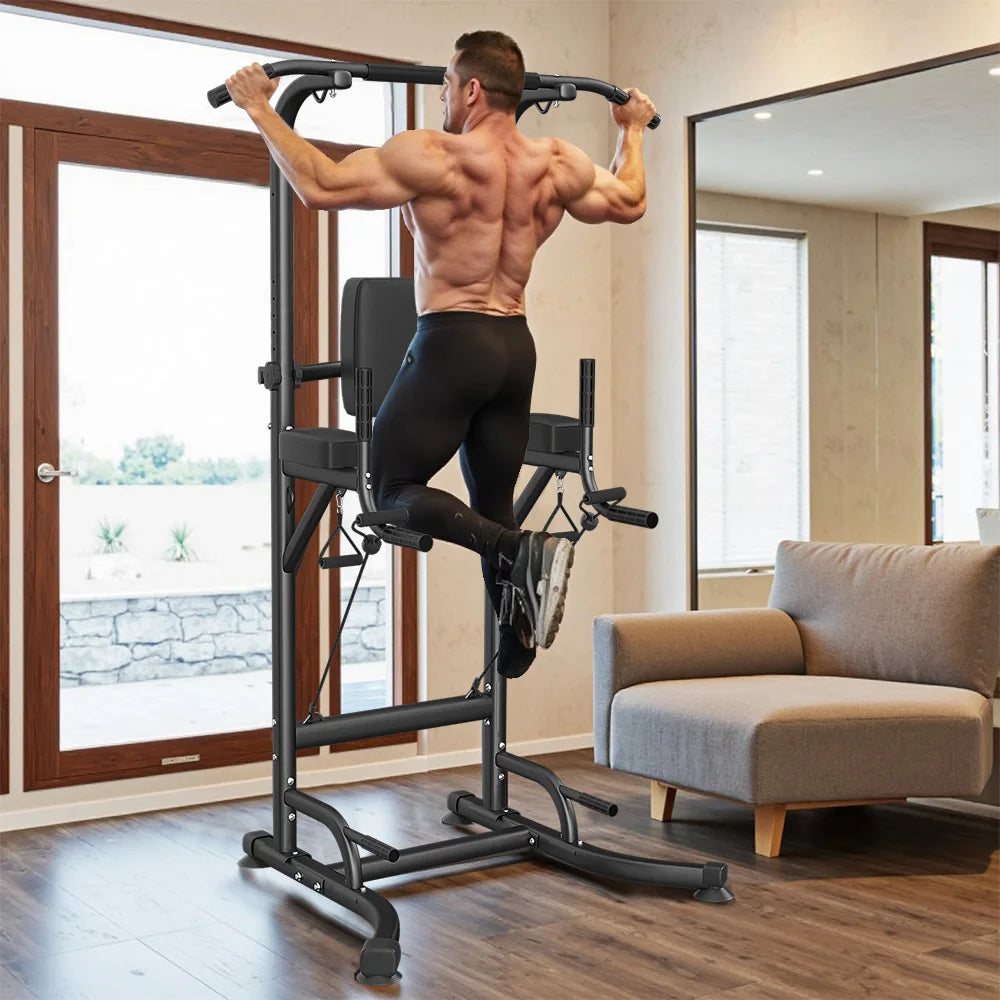 TRAINIQO Adjustable Power Tower – Heavy-Duty Pull-Up & Dip Station (330 lbs Capacity)